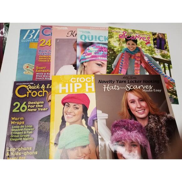 crochet books good used lot hats-scarfs-caps-gloves and more 1-9 - Picture 1 of 16